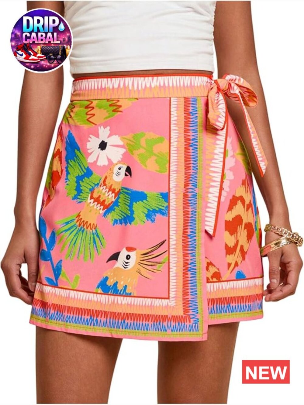 Women's Boho Wrap Mini Skirt with Floral Print High Rise Tie Side Asymmetrical